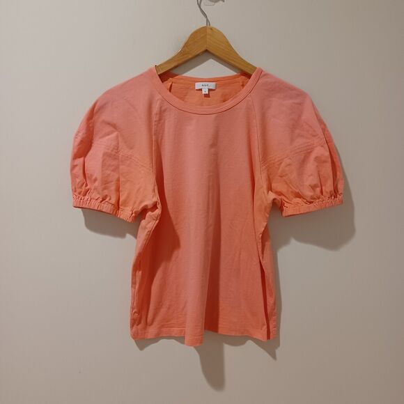 A.L.C. Lou Lantern Puff Short Sleeve T-Shirt Pink Size S Preppy Cotton Easter - Picture 3 of 8